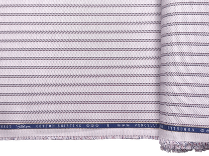 Vercelli Italy 2/100s Finest Supima Cotton Shirting Fabric (Grey, Patterned Stripes)