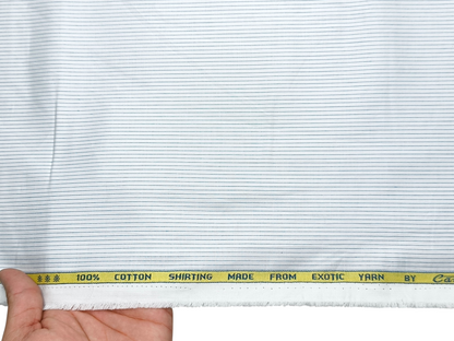 Canetti Italy 100% Cotton Premium Shirting Fabric (White , Striped)