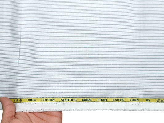 Canetti Italy 100% Cotton Premium Shirting Fabric (White , Striped)