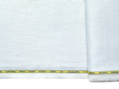Canetti Italy 100% Cotton Premium Shirting Fabric (White , Striped)