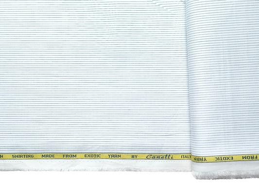 Canetti Italy 100% Cotton Premium Shirting Fabric (White , Striped)