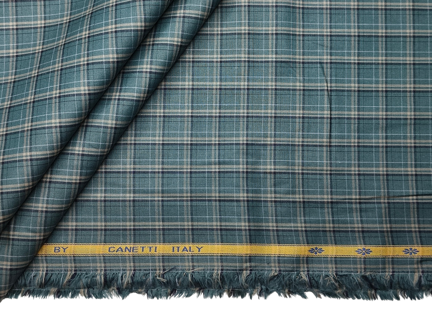 Canetti Italy 100% Cotton Premium Shirting Fabric (Teal Green, Checks)