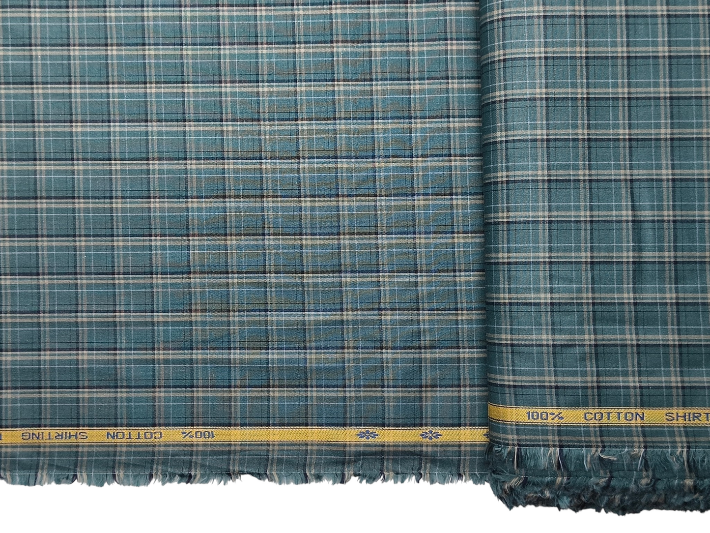 Canetti Italy 100% Cotton Premium Shirting Fabric (Teal Green, Checks)