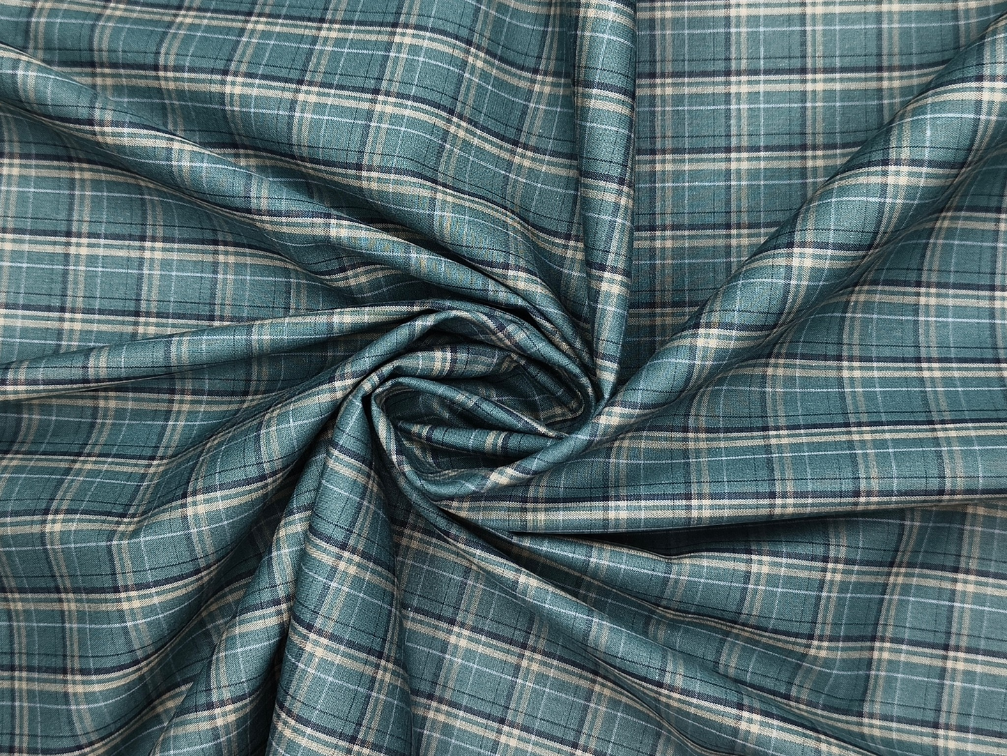Canetti Italy 100% Cotton Premium Shirting Fabric (Teal Green, Checks)
