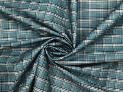 Canetti Italy 100% Cotton Premium Shirting Fabric (Teal Green, Checks)