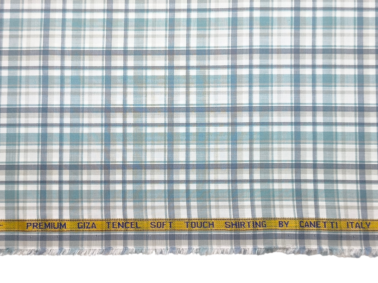 Canetti Italy Premium Tencel Giza Soft Touch Shirting Fabric (Aqua Blue, Checks)