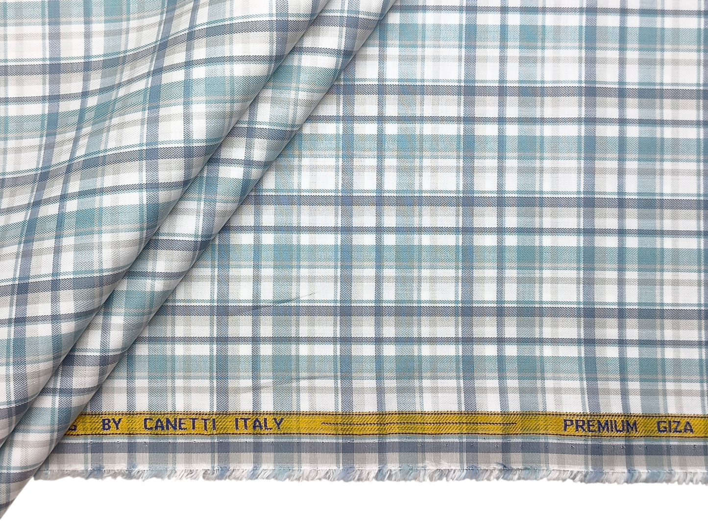 Canetti Italy Premium Tencel Giza Soft Touch Shirting Fabric (Aqua Blue, Checks)