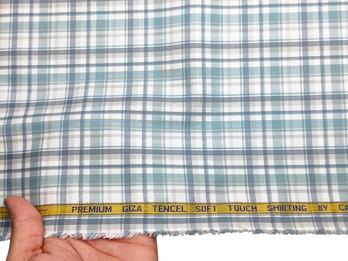 Canetti Italy Premium Tencel Giza Soft Touch Shirting Fabric (Aqua Blue, Checks)