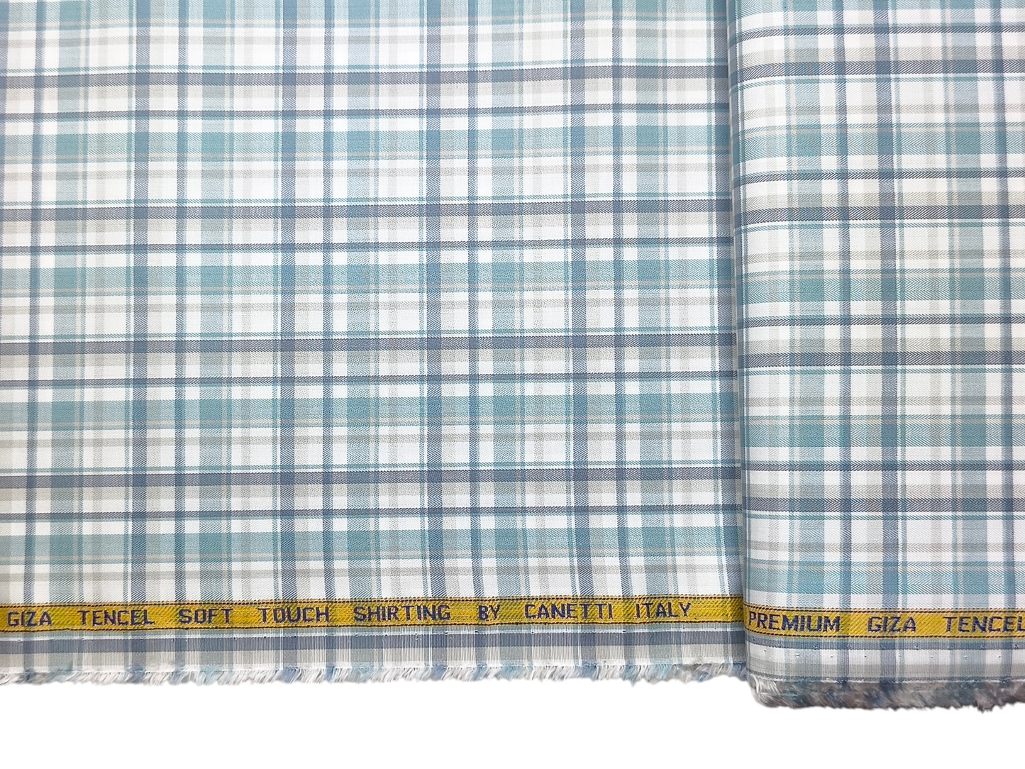 Canetti Italy Premium Tencel Giza Soft Touch Shirting Fabric (Aqua Blue, Checks)
