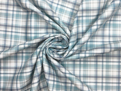 Canetti Italy Premium Tencel Giza Soft Touch Shirting Fabric (Aqua Blue, Checks)
