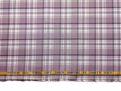 Canetti Italy Premium Tencel Giza Soft Touch Shirting Fabric (Lavender , Checks)