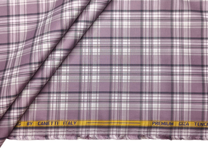 Canetti Italy Premium Tencel Giza Soft Touch Shirting Fabric (Lavender , Checks)