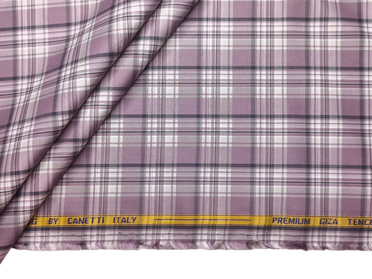 Canetti Italy Premium Tencel Giza Soft Touch Shirting Fabric (Lavender , Checks)