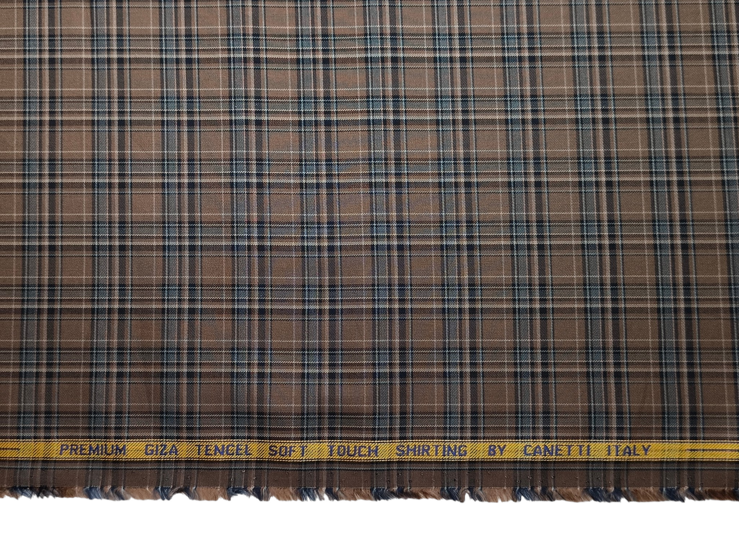 Canetti Italy Premium Tencel Giza Soft Touch Shirting Fabric (Coffee Brown , Checks)