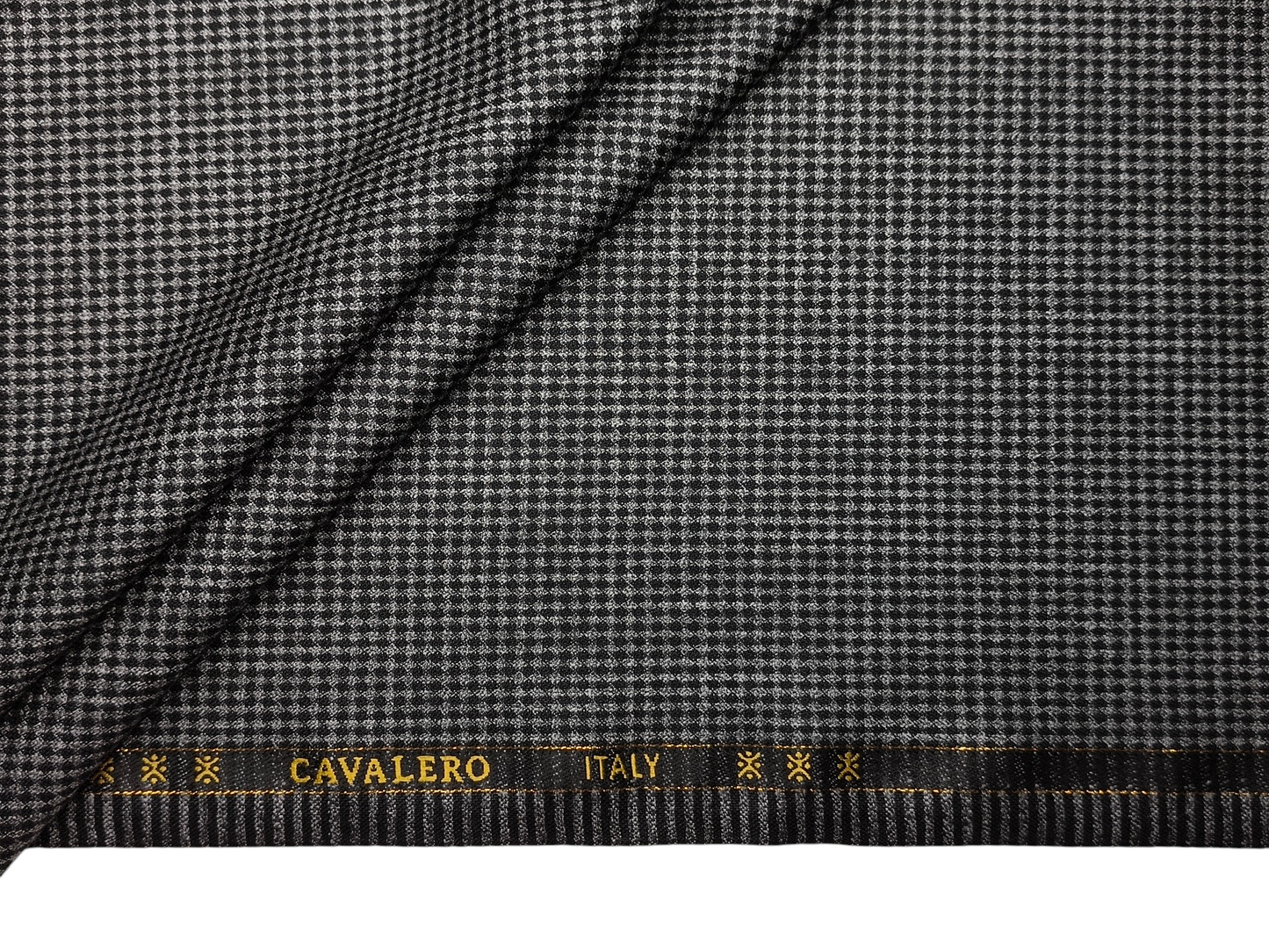 Cavalero Italy Premium Merino Wool Blend Jacketing Suiting Fabric (Dark Grey & Black , Microchecks)