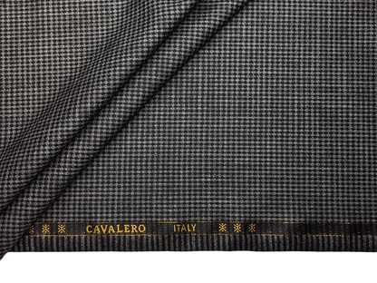 Cavalero Italy Premium Merino Wool Blend Jacketing Suiting Fabric (Dark Grey & Black , Microchecks)