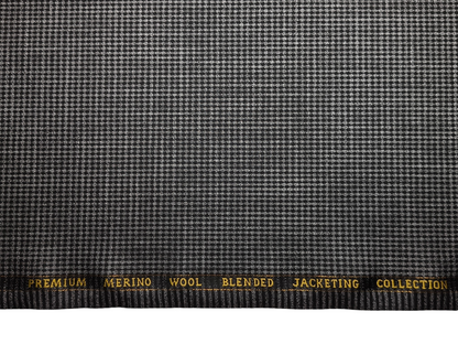 Cavalero Italy Premium Merino Wool Blend Jacketing Suiting Fabric (Dark Grey & Black , Microchecks)