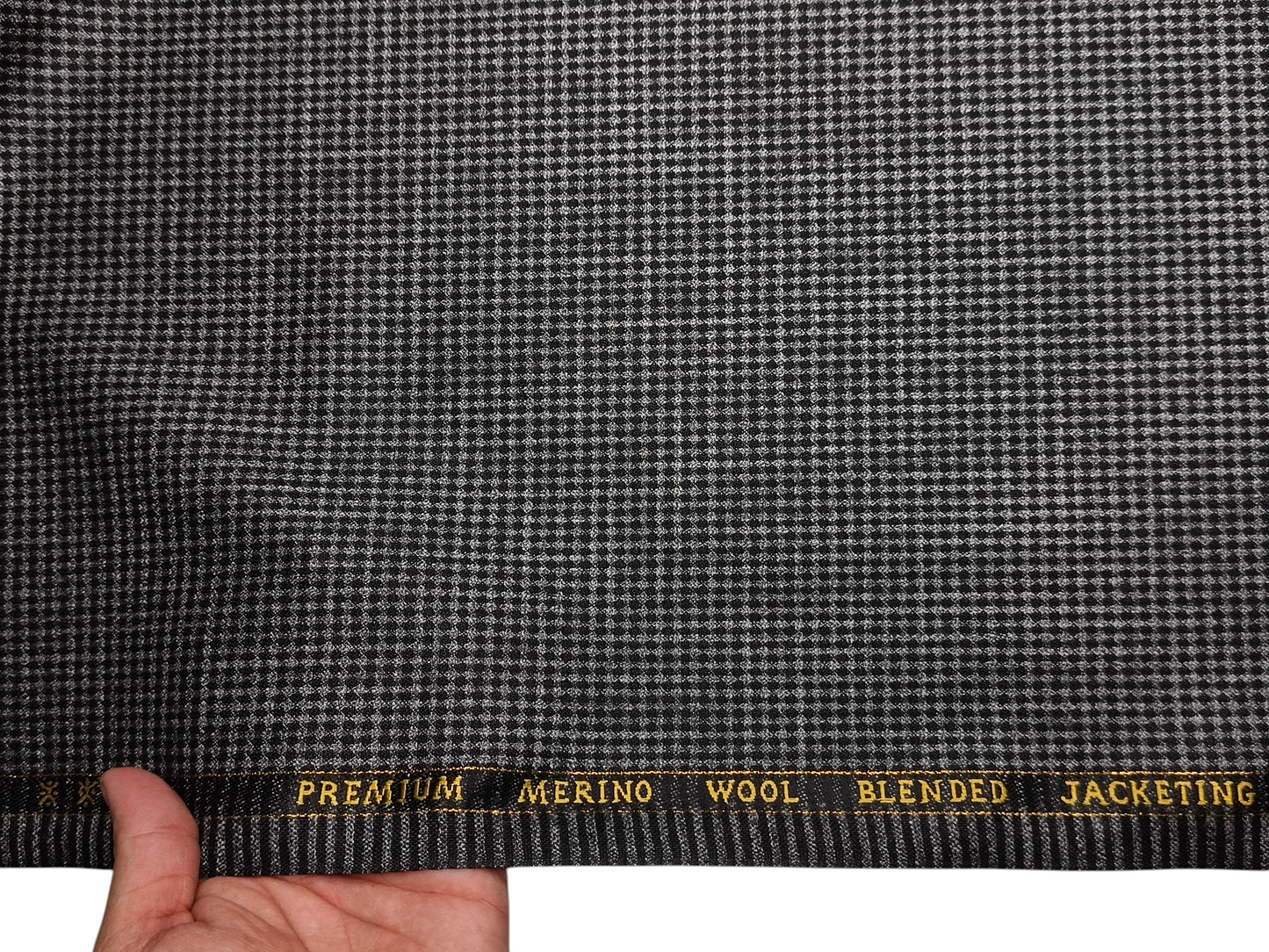 Cavalero Italy Premium Merino Wool Blend Jacketing Suiting Fabric (Dark Grey & Black , Microchecks)