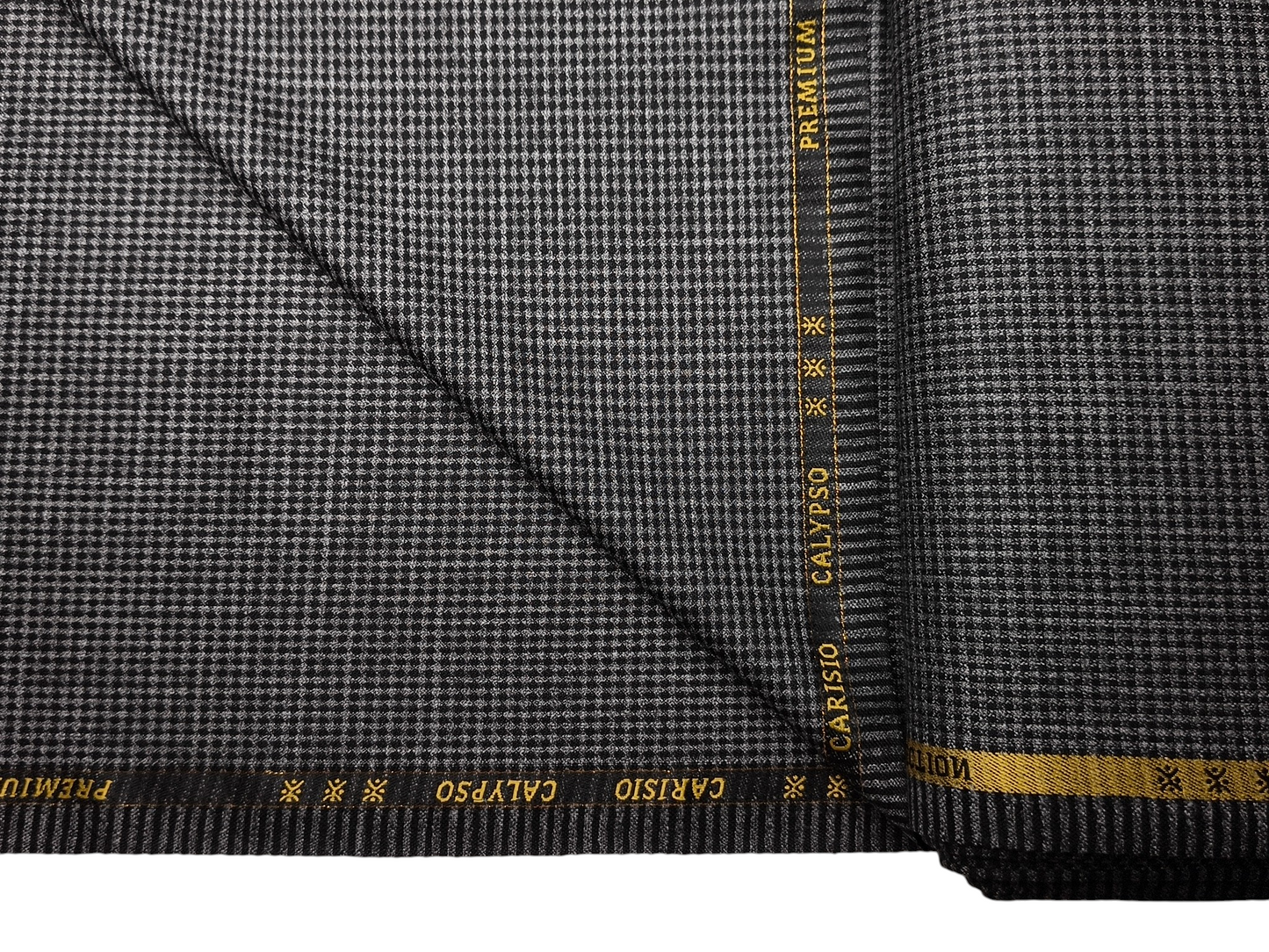 Cavalero Italy Premium Merino Wool Blend Jacketing Suiting Fabric (Dark Grey & Black , Microchecks)