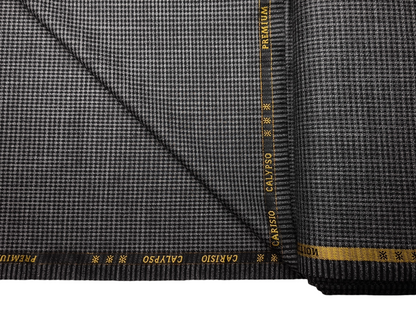 Cavalero Italy Premium Merino Wool Blend Jacketing Suiting Fabric (Dark Grey & Black , Microchecks)