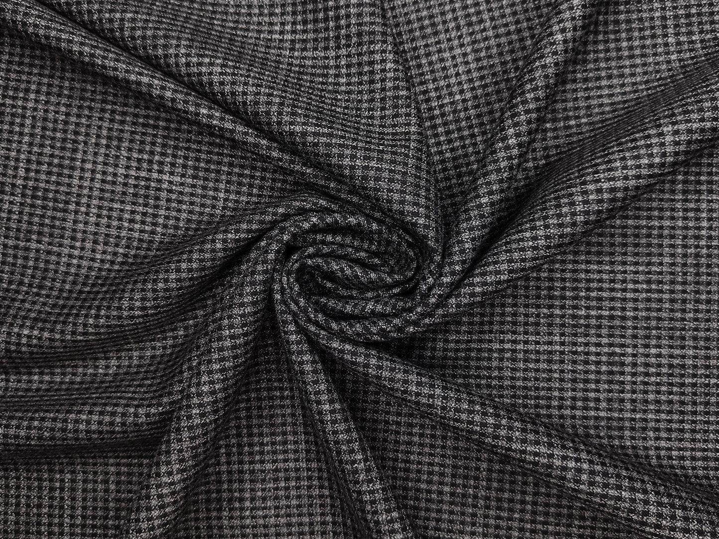 Cavalero Italy Premium Merino Wool Blend Jacketing Suiting Fabric (Dark Grey & Black , Microchecks)