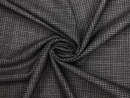 Cavalero Italy Premium Merino Wool Blend Jacketing Suiting Fabric (Dark Grey & Black , Microchecks)