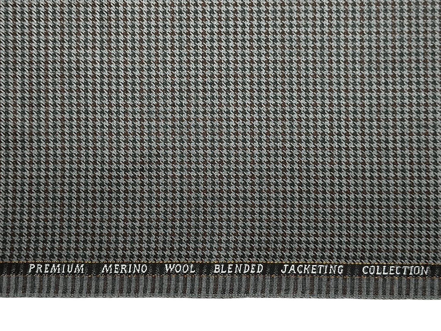 Cavalero Italy Premium Merino Wool Blend Jacketing Suiting Fabric (Sage Green & Brown , Houndstooth)