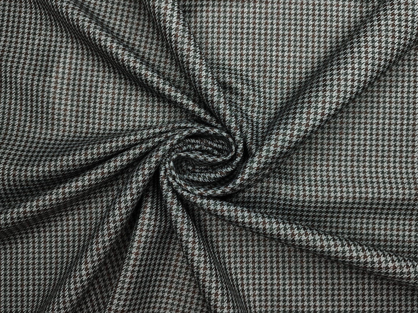 Cavalero Italy Premium Merino Wool Blend Jacketing Suiting Fabric (Sage Green & Brown , Houndstooth)