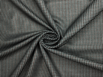 Cavalero Italy Premium Merino Wool Blend Jacketing Suiting Fabric (Sage Green & Brown , Houndstooth)
