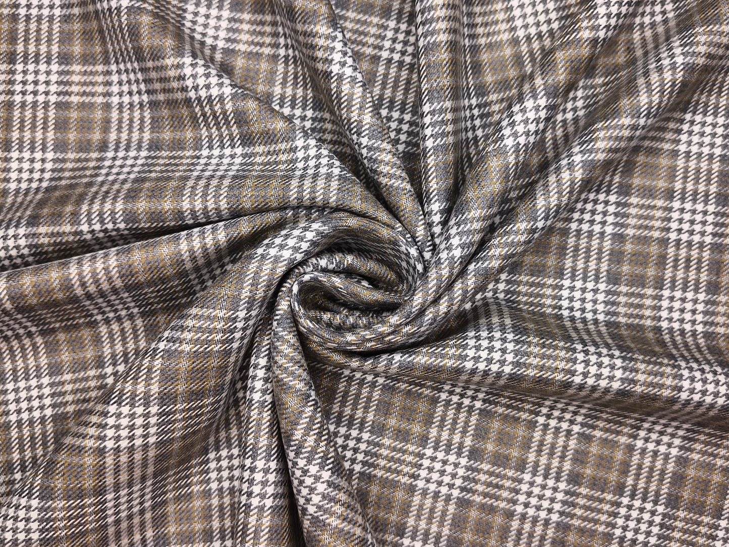 Cavalero Italy Premium Merino Wool Blend Jacketing Suiting Fabric (Grey, White & Beige, Checks)