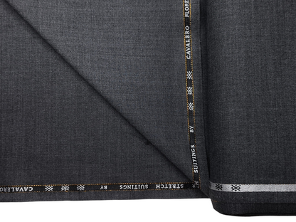 Canetti Italy Super 100s Merino Wool Blend Stretched Suiting Fabric (Charcoal Grey, Plain)