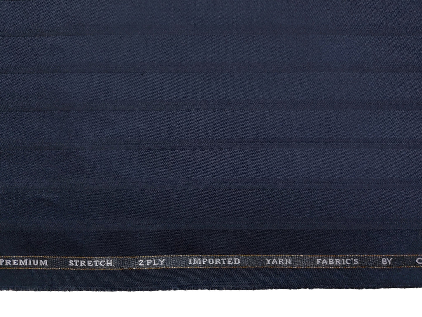 Canetti Italy Premium TR Stretched Suiting Fabric (Navy Blue, Broad Stripes)