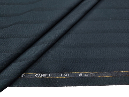 Canetti Italy Premium TR Stretched Suiting Fabric (Bottle Green, Broad Stripes)