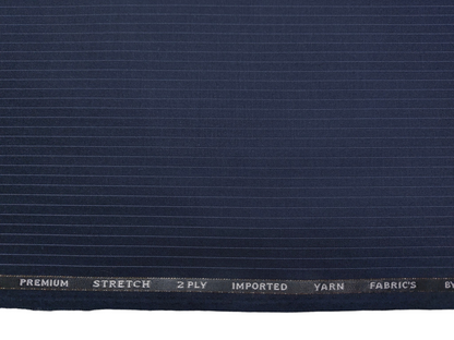 Canetti Italy Premium TR Stretched Suiting Fabric (Navy Blue, Pinstripes)