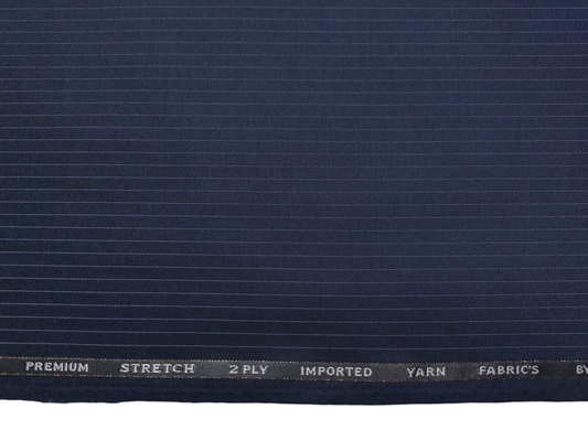 Canetti Italy Premium TR Stretched Suiting Fabric (Navy Blue, Pinstripes)