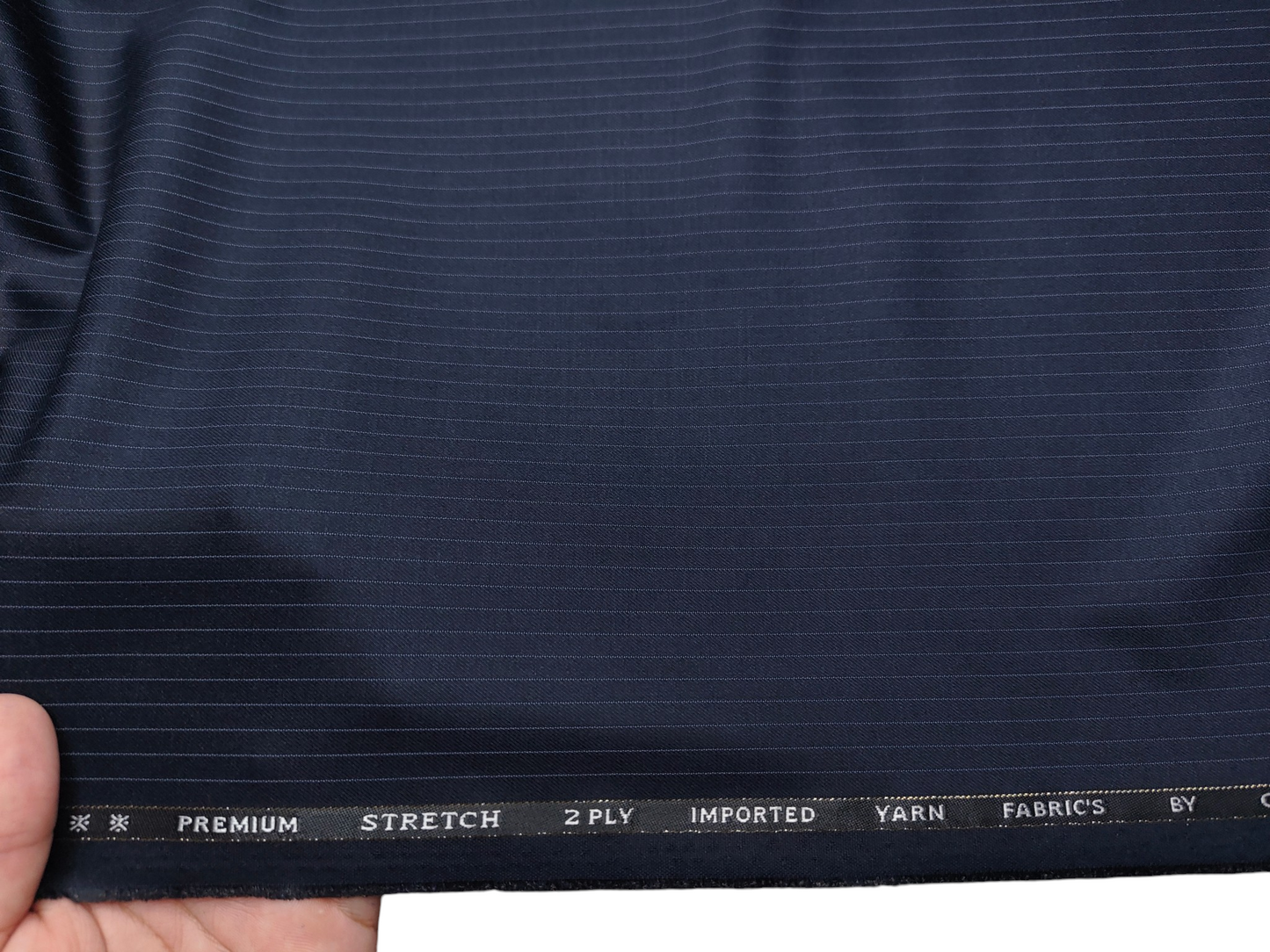 Canetti Italy Premium TR Stretched Suiting Fabric (Navy Blue, Pinstripes)