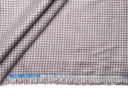 100% Pure Linen 60 LEA Jacquard Shirting Fabric (Brown, Houndstooth Pattern)