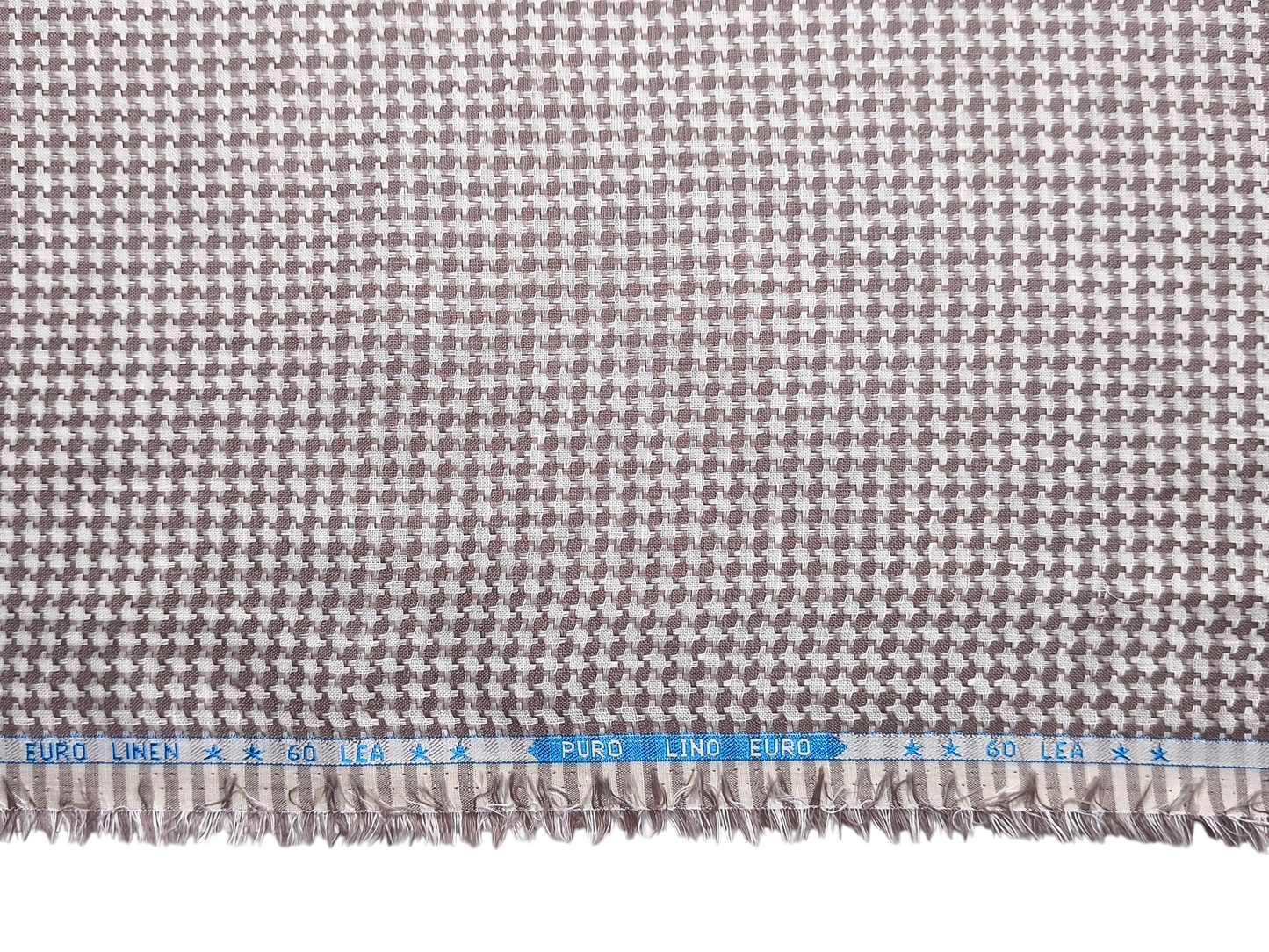 100% Pure Linen 60 LEA Jacquard Shirting Fabric (Brown, Houndstooth Pattern)