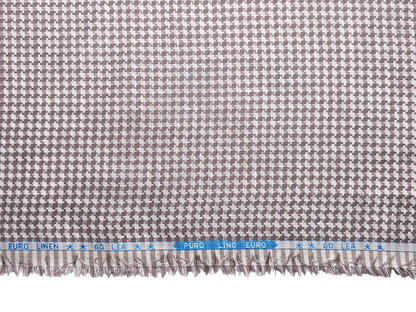 100% Pure Linen 60 LEA Jacquard Shirting Fabric (Brown, Houndstooth Pattern)