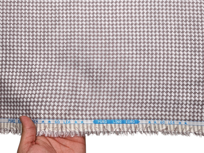 100% Pure Linen 60 LEA Jacquard Shirting Fabric (Brown, Houndstooth Pattern)