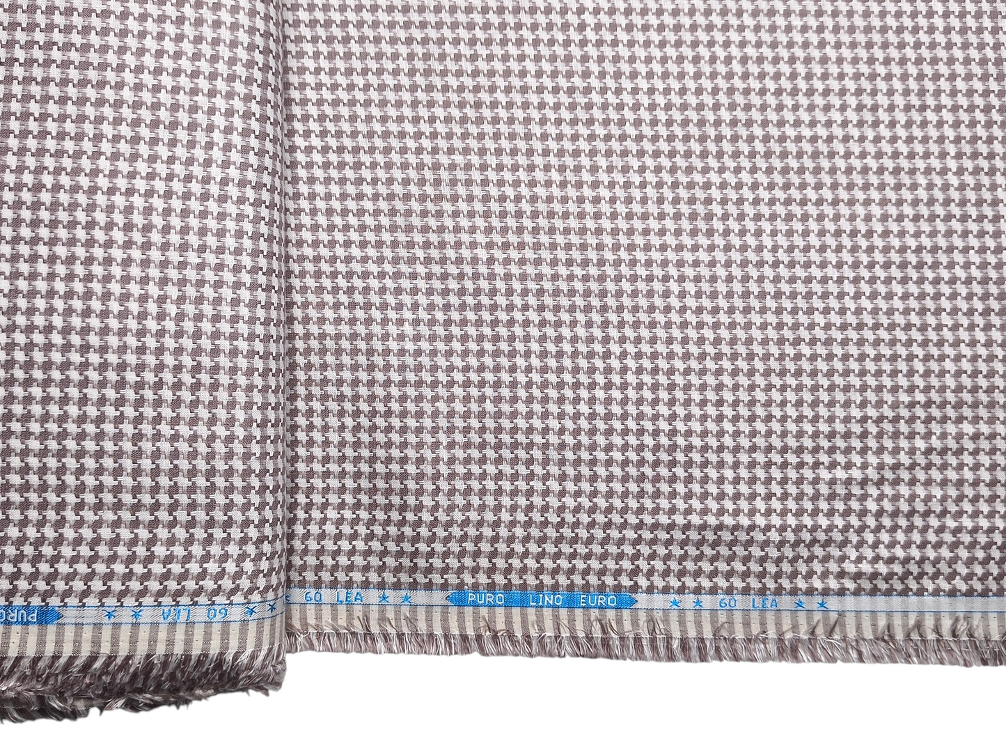 100% Pure Linen 60 LEA Jacquard Shirting Fabric (Brown, Houndstooth Pattern)