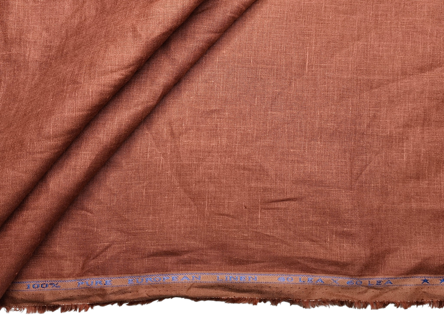 100% Pure Linen 60 LEA Shirting Fabric (Rust, Plain)