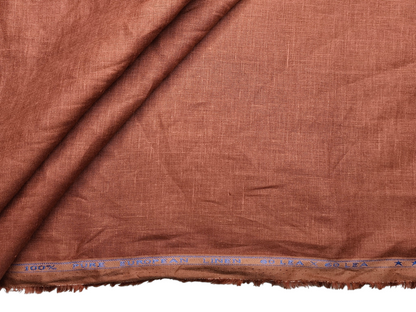 100% Pure Linen 60 LEA Shirting Fabric (Rust, Plain)