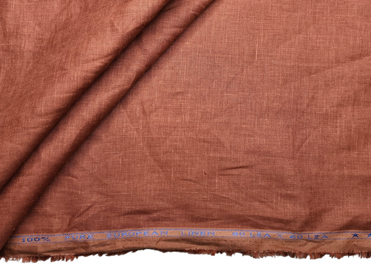 100% Pure Linen 60 LEA Shirting Fabric (Rust, Plain)