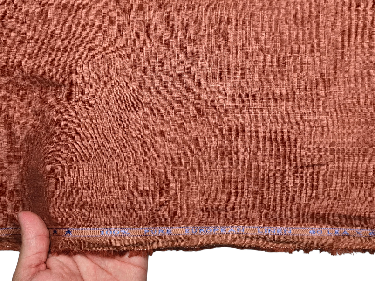 100% Pure Linen 60 LEA Shirting Fabric (Rust, Plain)