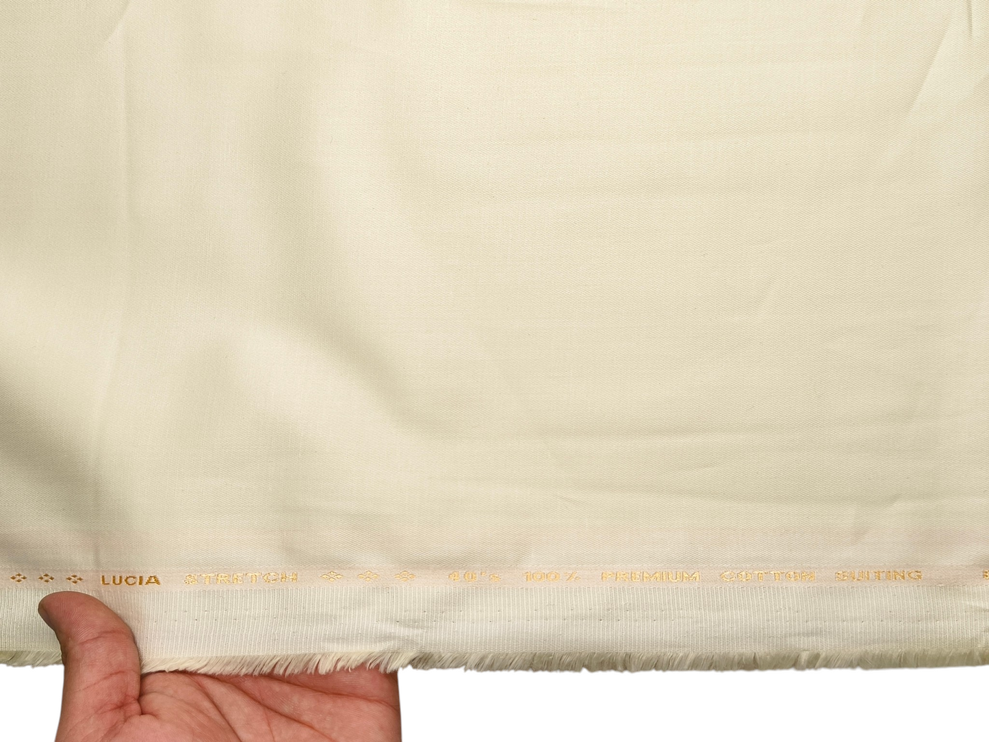 Dickens & Browne 40s 100% Premium Cotton Stretched Suiting Fabric (Cream, Plain)