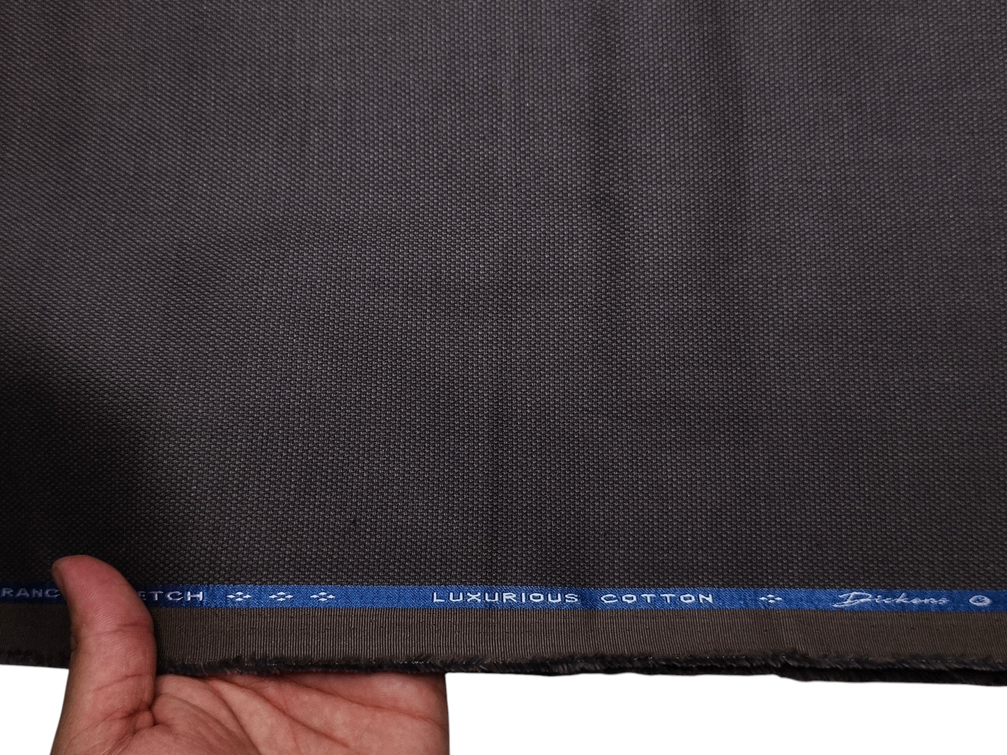 Dickens & Browne 100% Cotton Stretched Textured Suiting Fabric (Charcoal Grey, Textured)