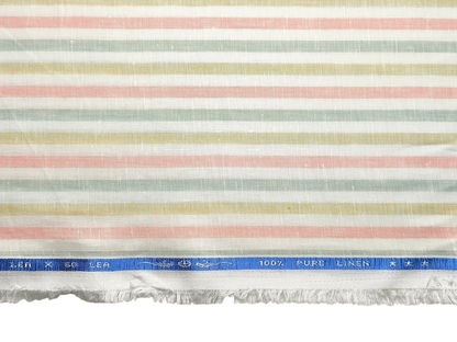 100% Pure Linen 60 LEA Shirting Fabric (Vibrant , Stripes)