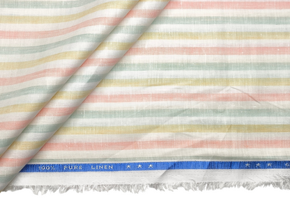 100% Pure Linen 60 LEA Shirting Fabric (Vibrant , Stripes)