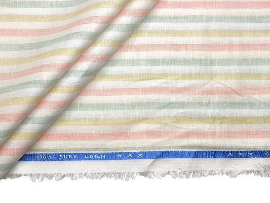 100% Pure Linen 60 LEA Shirting Fabric (Vibrant , Stripes)